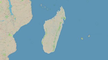 Madagaskar, OSM Almanya tarzı bir topografik haritada özetlenmiştir.