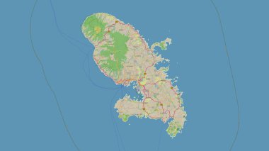 Martinique bir topoğrafik, OSM Almanya tarzı haritada özetlendi