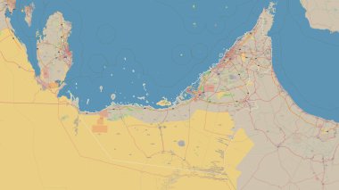 Birleşik Arap Emirlikleri, bir topoğrafik, OSM Almanya tarzı haritada özetlendi