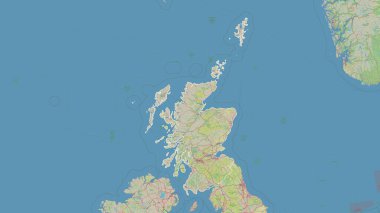 İskoçya - Büyük Britanya, OSM Almanya stili bir topografik haritada özetlendi