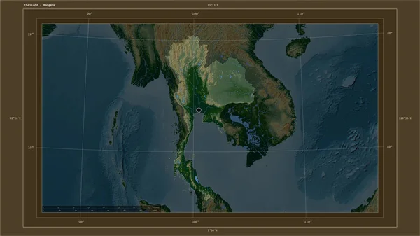 Tailandia Destaca Mapa Elevación Colores Con Lagos Ríos Mapa Con — Foto de Stock