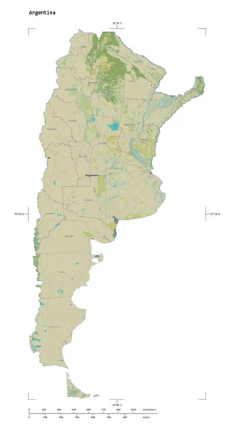 Forma Mapa Topográfico Estilo Humanitario Osm Argentina Con Escala Distancia — Foto de Stock