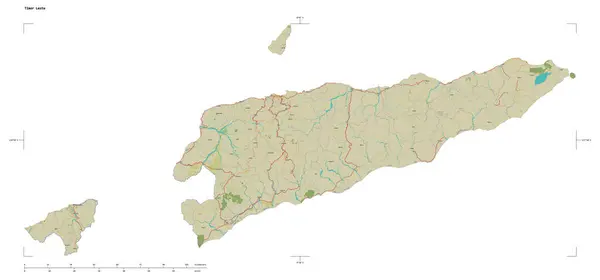Forma Mapa Topográfico Estilo Humanitario Osm Del Timor Oriental Con — Foto de Stock