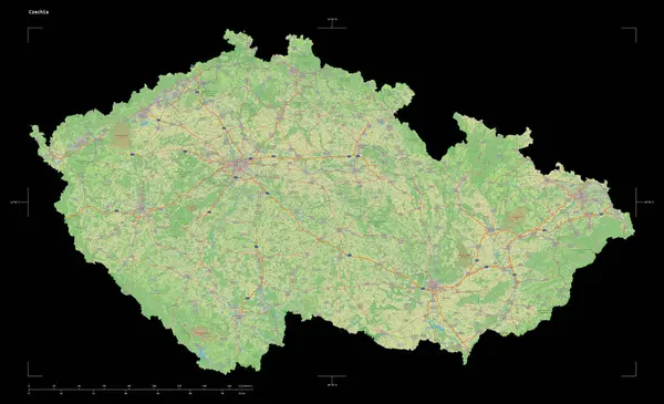 Formája Egy Topográfiai Osm Németország Stílusú Térképet Csehországi Távolság Skála Jogdíjmentes Stock Képek