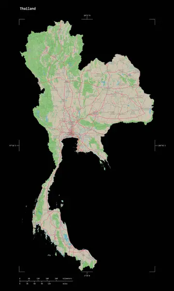 Forma Topográfico Osm Alemania Mapa Estilo Tailandia Con Escala Distancia — Foto de Stock