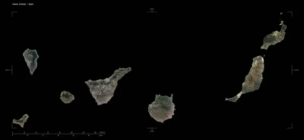 Shape High Resolution Satellite Map Canary Islands Spain Distance Scale Royalty Free Stock Photos