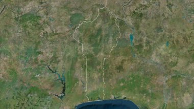 Benin yüksek çözünürlüklü uydu haritasında özetlenmiştir.