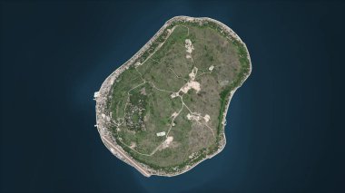 Nauru yüksek çözünürlüklü uydu haritasında özetlenmiştir.