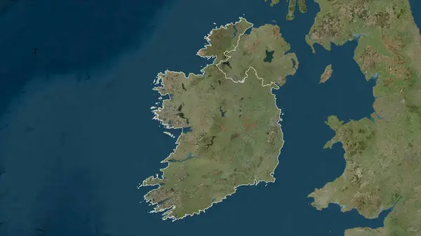 Írország Nagy Felbontású Műholdas Térképen Vázolta Fel Stock Fotó