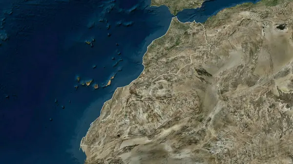 Morocco Outlined High Resolution Satellite Map Stock Picture