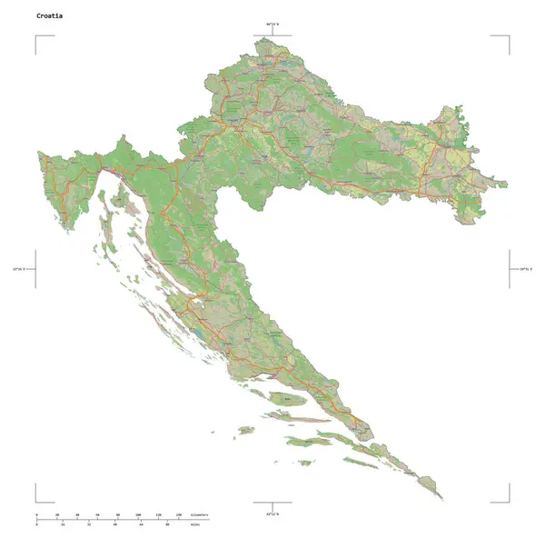 Forma Topográfico Osm Alemania Mapa Estilo Croacia Con Escala Distancia — Foto de Stock