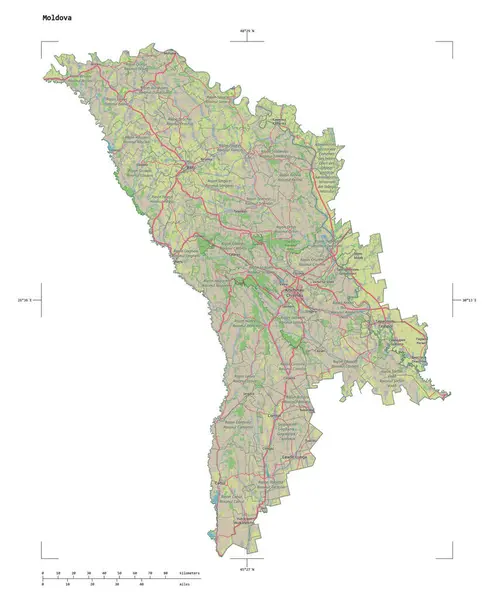 Forma Una Mappa Topografica Stile Osm Germania Della Moldavia Con Immagine Stock
