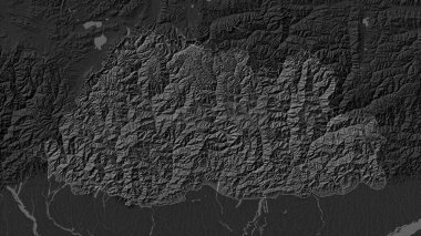 Gölleri ve nehirleri olan çift seviyeli bir yükseklik haritasında Bhutan vurgulandı