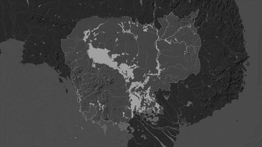 Kamboçya, gölleri ve nehirleri olan çift seviyeli bir yükseklik haritasına vurgulandı