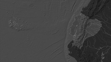 Galapagos Adaları 'na sahip Ekvador, gölleri ve nehirleri olan çift seviyeli bir yükseklik haritasına vurgulandı