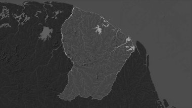Fransız Guyanası, gölleri ve nehirleri olan çift seviyeli bir yükseklik haritasına vurgulandı