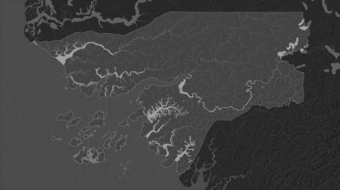 Gine-Bissau gölleri ve nehirleri olan çift seviyeli bir yükseklik haritasında vurgulandı