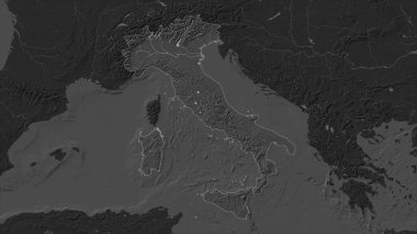 İtalya, gölleri ve nehirleri olan çift seviyeli bir yükseklik haritasına vurgulandı