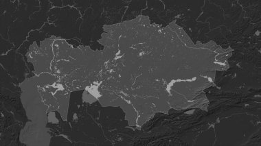 Kazakistan, gölleri ve nehirleri olan çift seviyeli bir yükseklik haritasında vurgulandı
