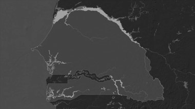 Senegal gölleri ve nehirleri olan çift seviyeli bir yükseklik haritasına vurgulandı