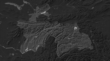 Tacikistan, gölleri ve nehirleri olan çift seviyeli bir yükseklik haritasına vurgulandı