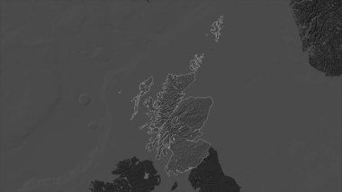 İskoçya - Büyük Britanya göller ve nehirlerle birlikte çift seviyeli bir yükseklik haritasına vurgulandı