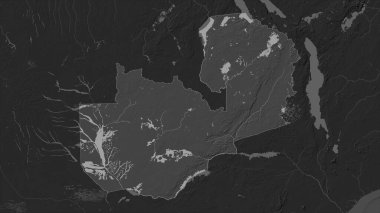 Zambiya gölleri ve nehirleri olan çift seviyeli bir yükseklik haritasında vurgulandı