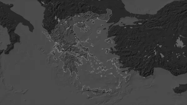 Grecia Destaca Mapa Elevación Bilevel Con Lagos Ríos — Foto de Stock