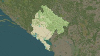 Karadağ, bir topoğrafi, OSM İnsani Stil haritasına vurgulandı
