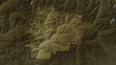 Andorra gölleri ve nehirleri olan açık renkli bir yükseklik haritasına vurgulandı