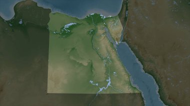 Mısır gölleri ve nehirleri olan açık renkli bir yükseklik haritasına vurgulandı
