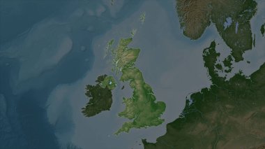 Birleşik Krallık gölleri ve nehirleri olan açık renkli bir yükseklik haritasında vurgulandı