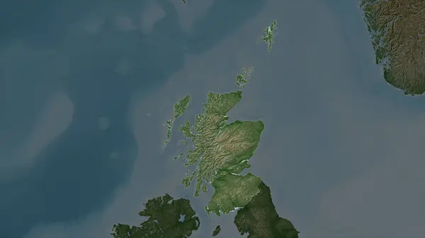 Stock image Scotland - Great Britain highlighted on a Pale colored elevation map with lakes and rivers