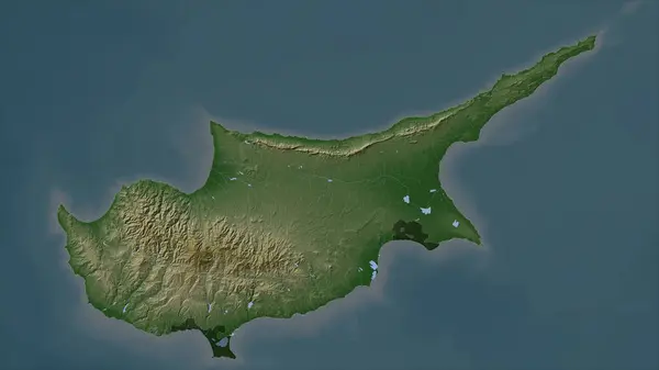 Cipro Evidenziato Una Pallida Mappa Elevazione Colorata Con Laghi Fiumi Foto Stock Royalty Free