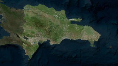 Yüksek çözünürlüklü uydu haritasında Dominik Cumhuriyeti vurgulandı