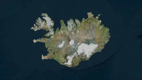 Izland Kiemelte Nagy Felbontású Műholdas Térképen Stock Fotó