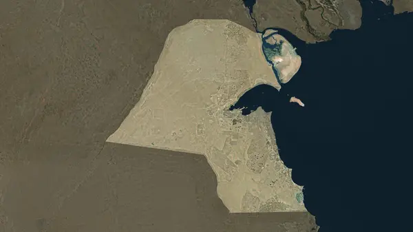 Kuwait Destacou Mapa Satélite Alta Resolução Imagens Royalty-Free