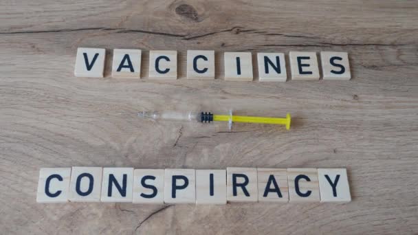 Vacciner Konspiration Fråga Idé Konspiration Idé Avfolkning Eller Kontroll Genom — Stockvideo