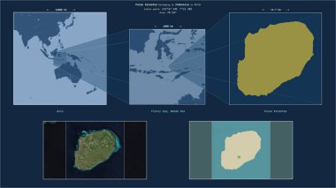 Endonezya 'ya ait Banda Denizi' ndeki Pulau Kalaotoa. Adanın sarı şekli ve çevresinin örnek haritalarıyla tanımlanmış konum diyagramı.