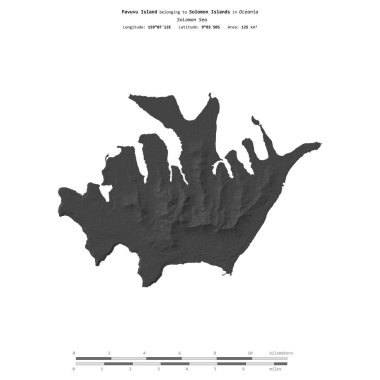 Solomon Denizi 'ndeki Pavuvu Adası. Solomon Adaları' na ait. Bir bilek yüksekliği haritasında izole edilmiş.