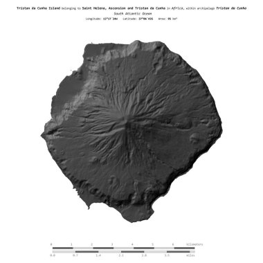 Güney Atlantik Okyanusu 'ndaki Tristan da Cunha Adası. Saint Helena, Ascension ve Tristan da Cunha' ya ait.