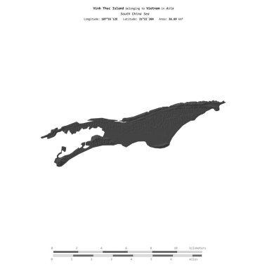 Güney Çin Denizi 'ndeki Vinh Thuc Adası. Vietnam' a ait. Bilek yüksekliği haritasında izole edilmiş.
