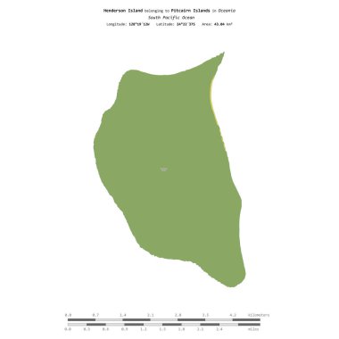 Henderson Island in the South Pacific Ocean, belonging to Pitcairn Islands, isolated on a topographic, OSM Humanitarian style map, with distance scale clipart