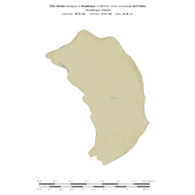 Mozambik Kanalı 'nda Mozambik' e ait Ilha Matemo, bir topoğrafi, OSM İnsani Yardım Stili haritasında, uzaklık ölçeğinde izole edilmiştir.