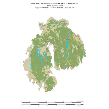 Amerika Birleşik Devletleri 'ne ait Kuzey Atlantik Okyanusu' ndaki çöl adası OSM İnsani Yardım Stili haritasında, uzaklık ölçeğinde izole edilmiştir.