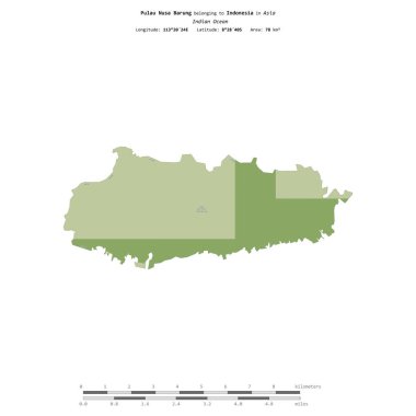 Hint Okyanusu 'ndaki Pulau Nusa Barung, Endonezya' ya ait, bir topoğrafya üzerinde izole edilmiş, OSM İnsani yardım tarzı haritası, mesafe ölçeğinde.