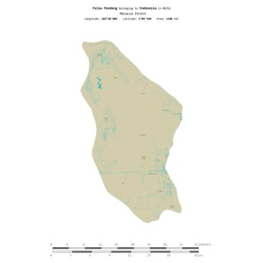 Endonezya 'ya ait Malacca Boğazı' ndaki Pulau Pandang, uzaklık ölçeğinde OSM İnsani Yardım Haritası üzerinde izole edilmiştir.