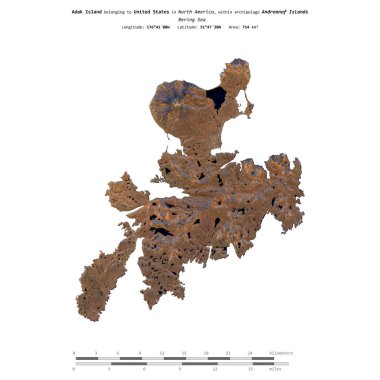 Bering Denizi 'ndeki Adak Adası, 23 Kasım 2017' de çekilmiş bir uydu görüntüsüyle izole edilmiştir.