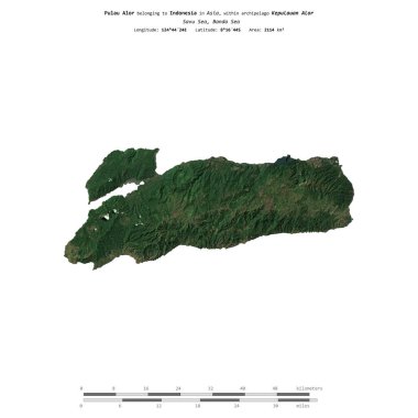 Endonezya 'ya ait Savu Denizi' ndeki Pulau Alor, 16 Nisan 2019 'da çekilmiş bir uydu görüntüsüyle izole edildi.