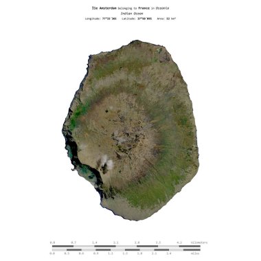 Hint Okyanusu 'ndaki Ile Amsterdam, Fransa' ya ait, 14 Aralık 2023 'te çekilmiş bir uydu görüntüsüyle izole edildi.